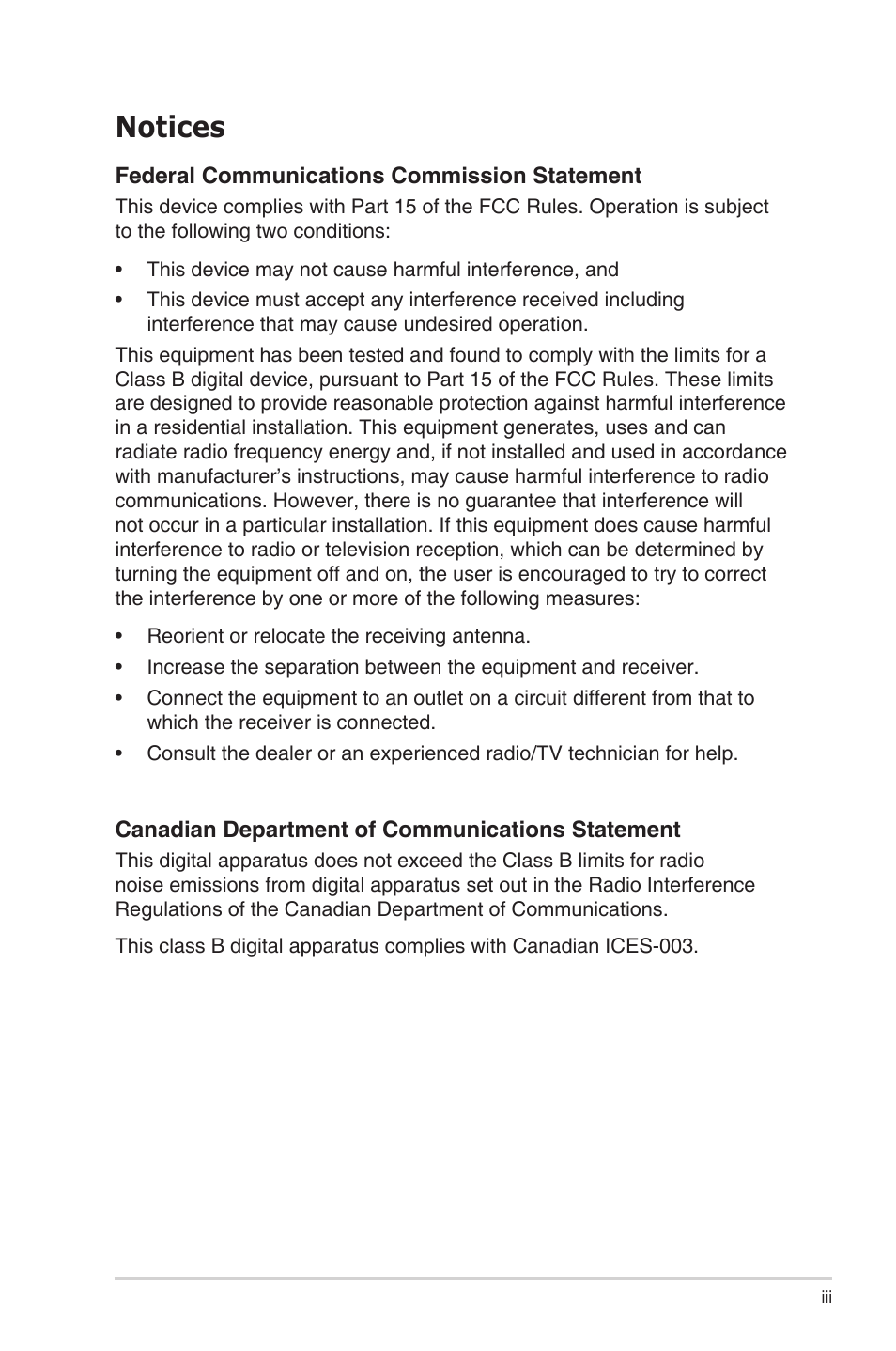Notices | Asus TUF Gaming VG328H1B 31.5" 16:9 Curved 165 Hz Adaptive-Sync VA Monitor User Manual | Page 3 / 25