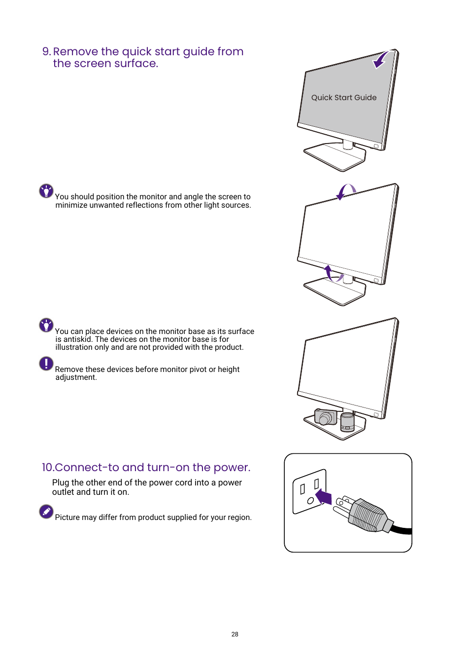 Connect-to and turn-on the power | BenQ PhotoVue SW272U 27" 4K HDR Monitor User Manual | Page 28 / 70