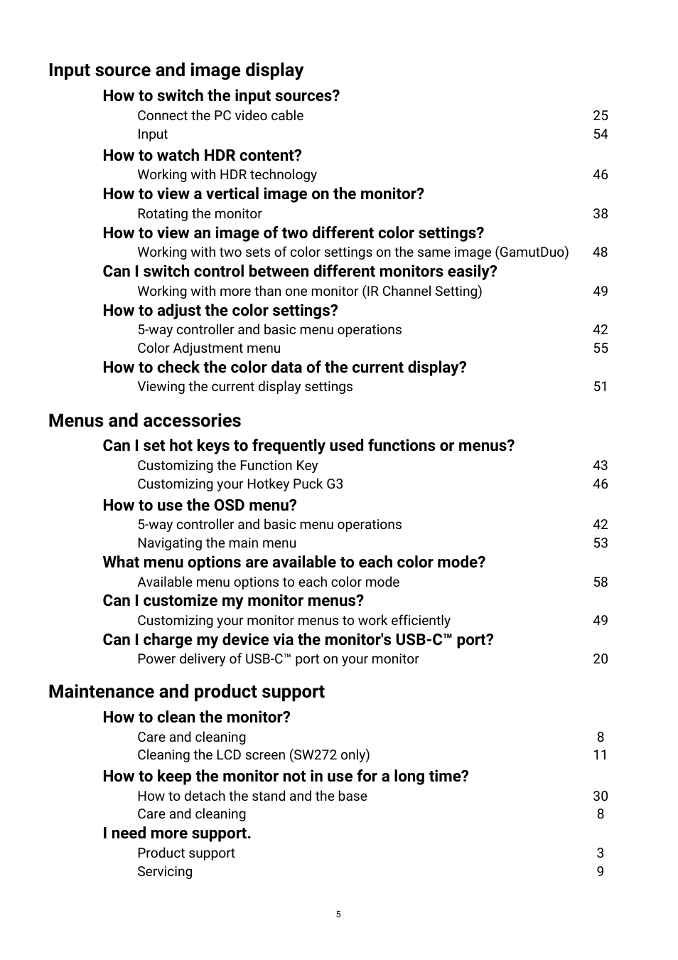 BenQ PhotoVue SW272U 27" 4K HDR Monitor User Manual | Page 5 / 70