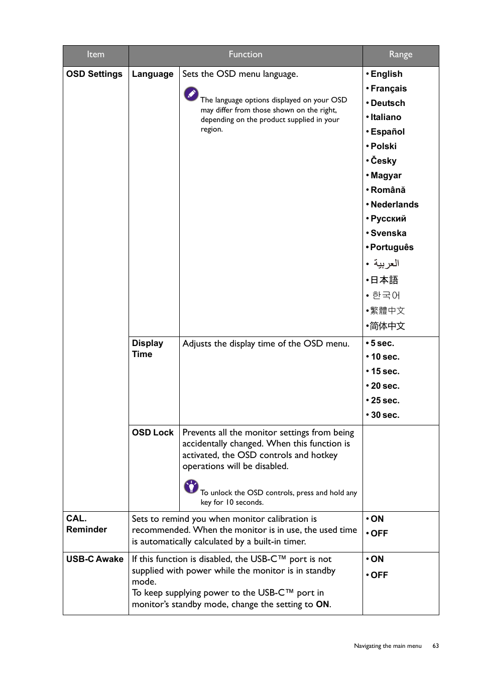 BenQ SW321C 32" 16:9 4K HDR IPS Photo and Video Editing Monitor User Manual | Page 63 / 70
