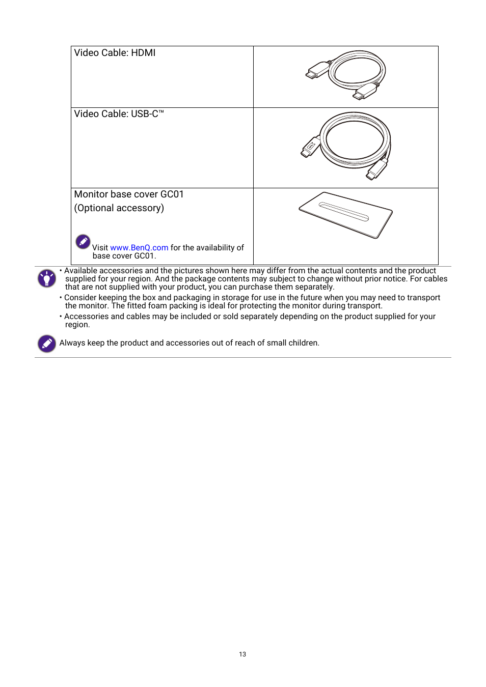 BenQ GW3290QT 31.5" 1440p Ergonomic Eye-Care Professional Monitor (White) User Manual | Page 13 / 53