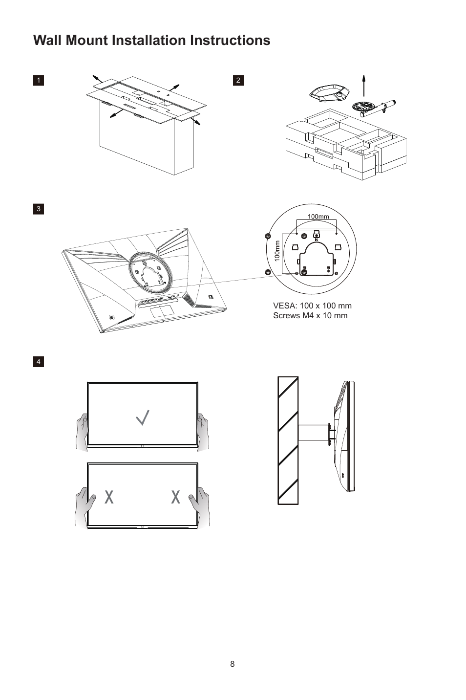 Wall mount installation instructions | Cooler Master GP27-FQS 27" 1440p HDR 165 Hz Monitor User Manual | Page 10 / 21