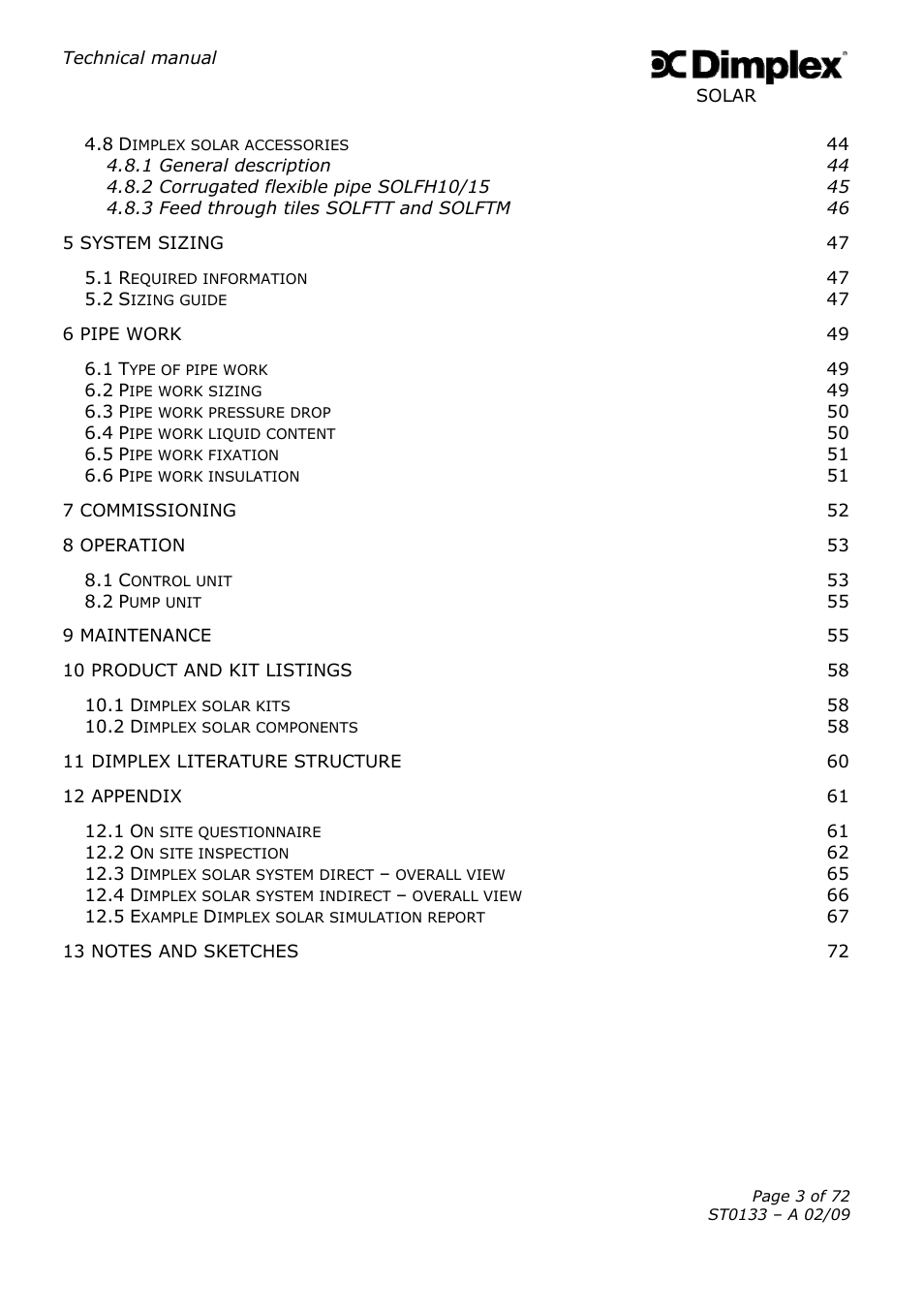 Dimplex SOLAR ST0133 User Manual | Page 3 / 72
