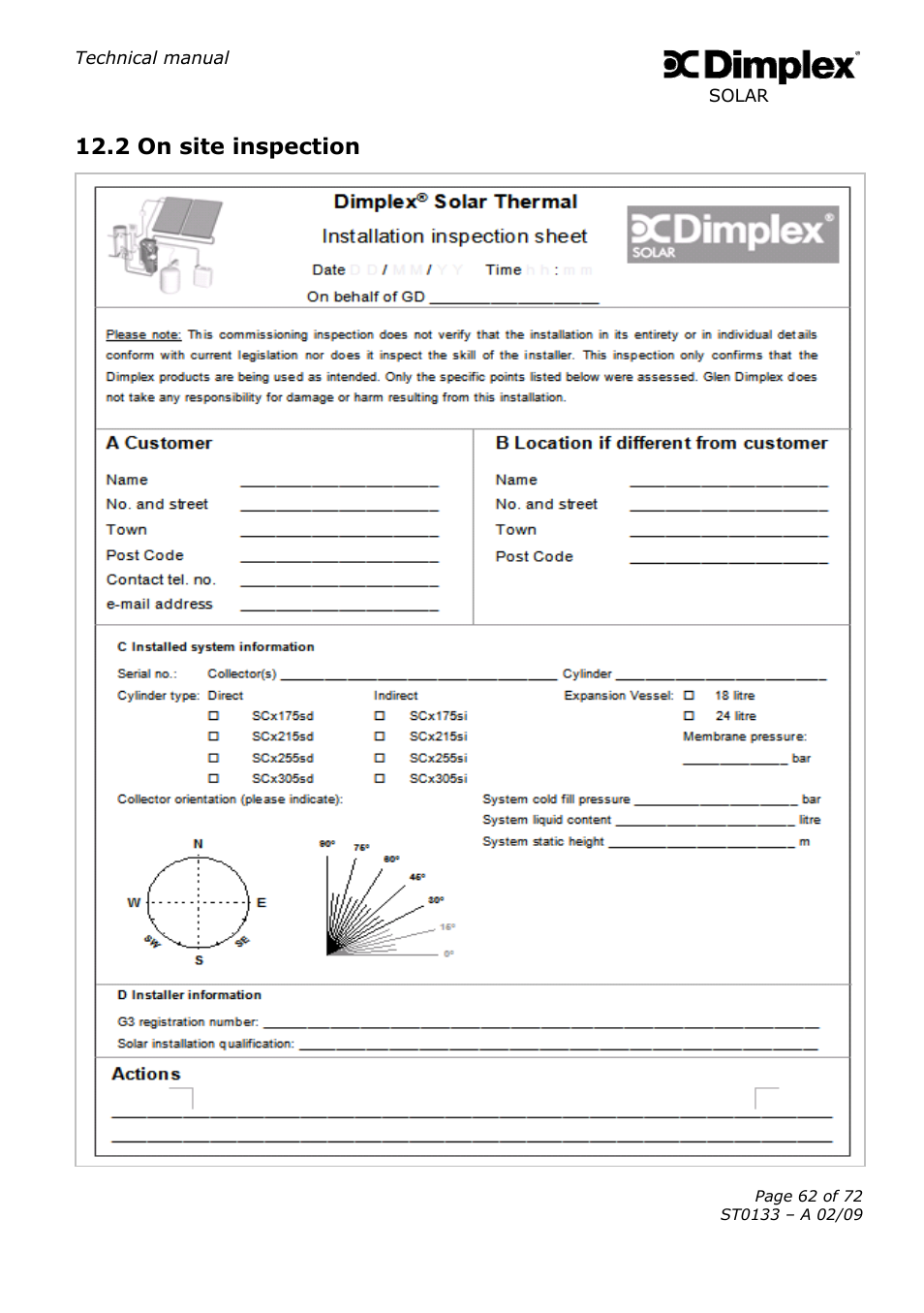 2 on site inspection | Dimplex SOLAR ST0133 User Manual | Page 62 / 72