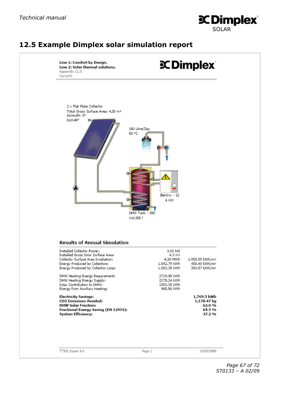 5 example dimplex solar simulation report | Dimplex SOLAR ST0133 User Manual | Page 67 / 72