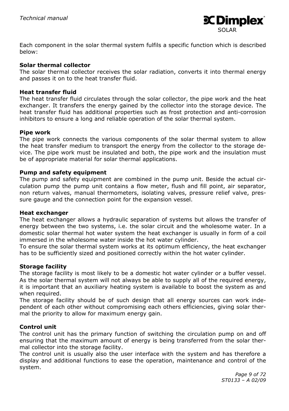 Dimplex SOLAR ST0133 User Manual | Page 9 / 72