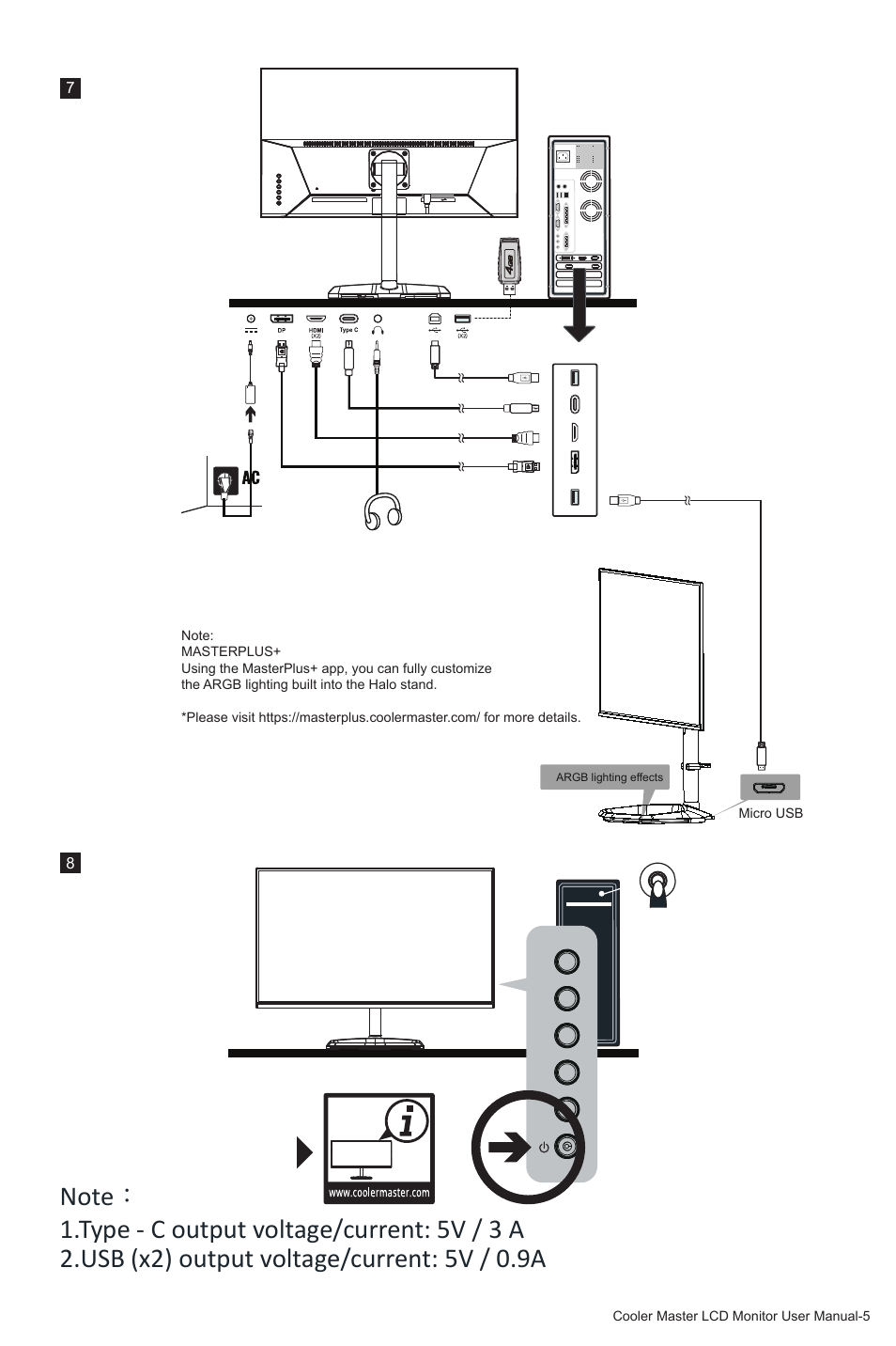 Cooler Master GM27-FQS ARGB 27" 1440p 165Hz Gaming Monitor User Manual | Page 8 / 24