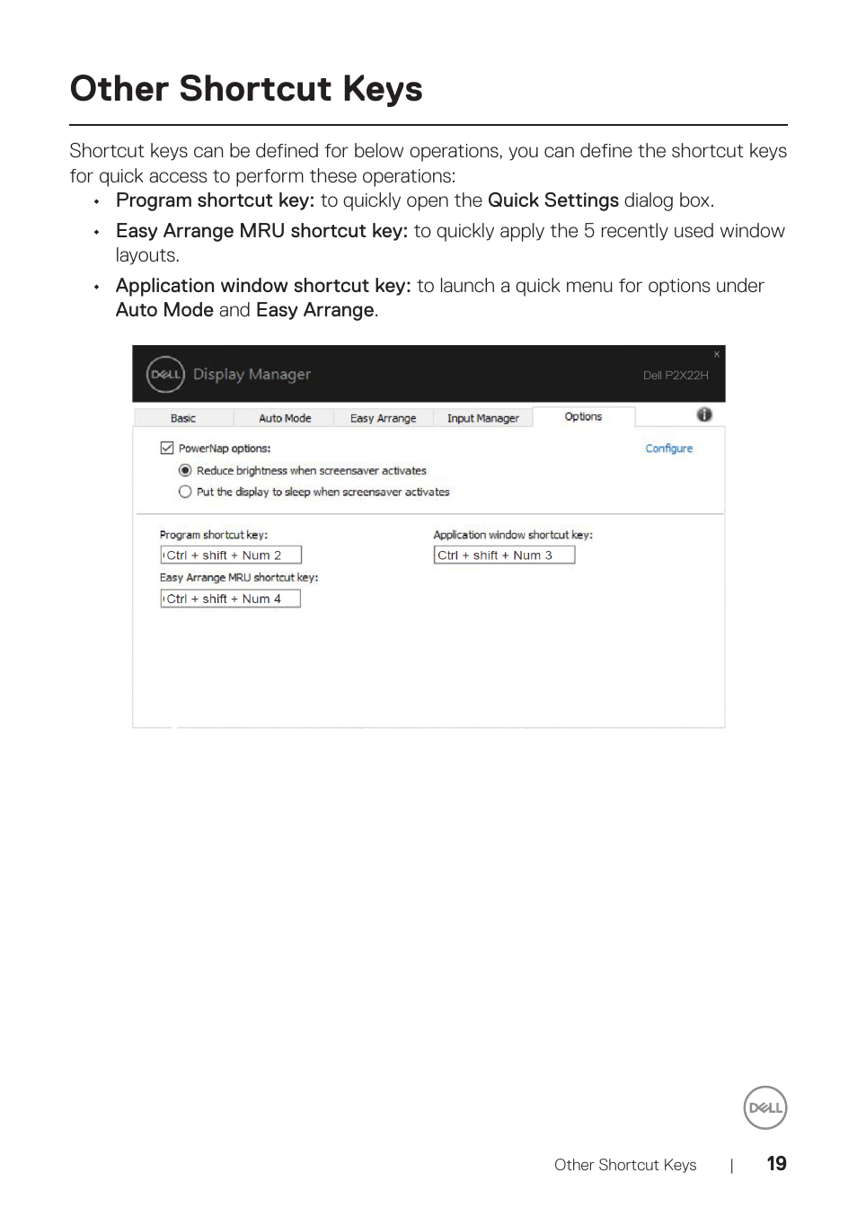 Other shortcut keys | Dell P2222H 21.5" 16:9 IPS Monitor User Manual | Page 19 / 21