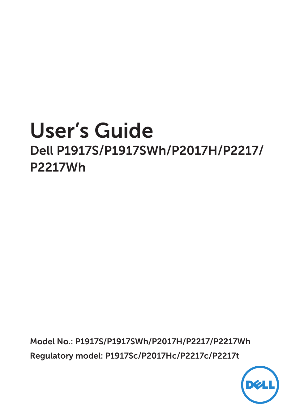 Dell P1917S 19" 5:4 IPS Monitor User Manual | 65 pages