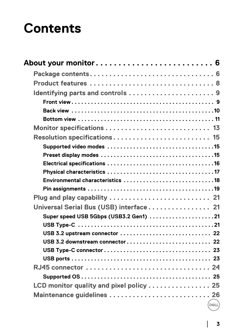 Dell U3821DW 37.5" 21:9 Curved IPS Monitor (Silver) User Manual | Page 3 / 81