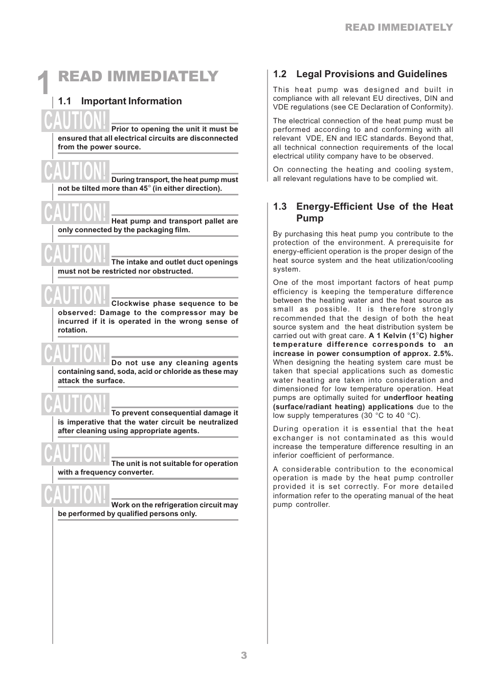 Caution, Read immediately | Dimplex LA16ASR User Manual | Page 3 / 24