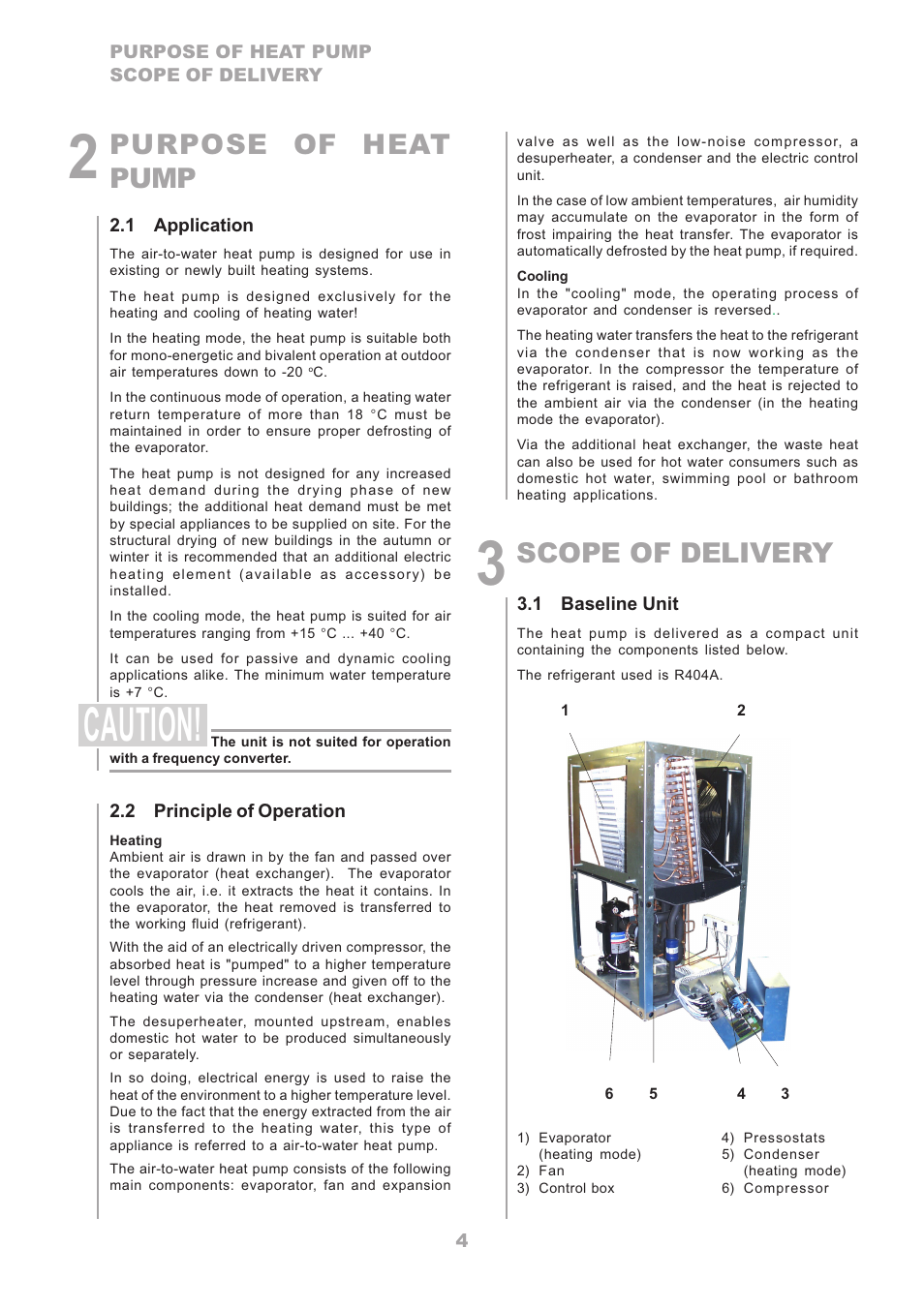 Caution, Scope of delivery, Purpose of heat pump | Dimplex LA16ASR User Manual | Page 4 / 24