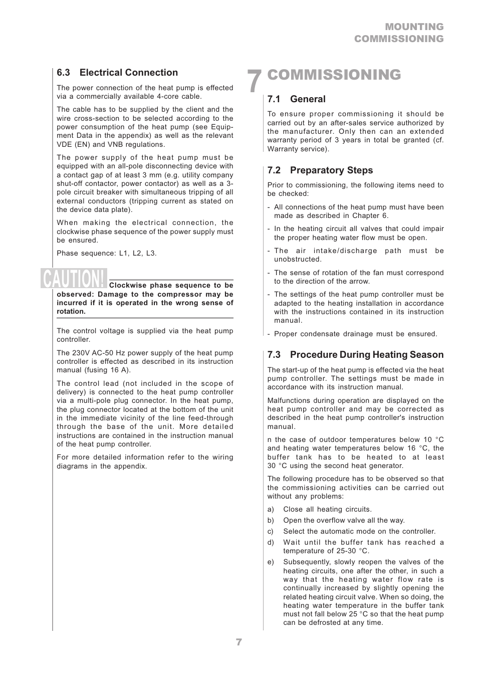 Caution, Commissioning | Dimplex LA16ASR User Manual | Page 7 / 24