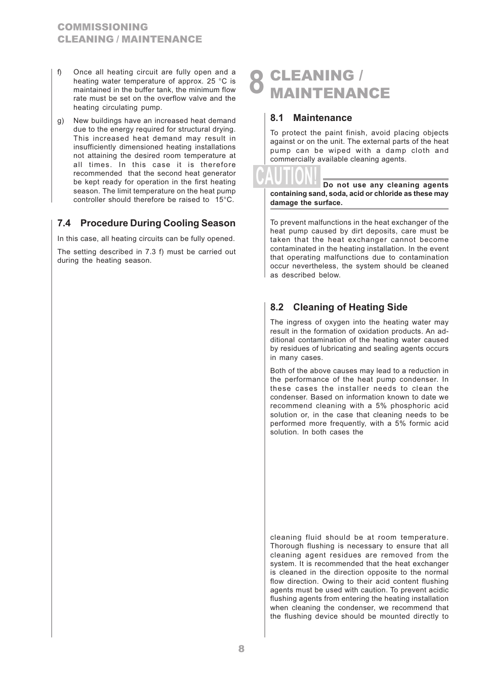 Caution, Cleaning / maintenance | Dimplex LA16ASR User Manual | Page 8 / 24