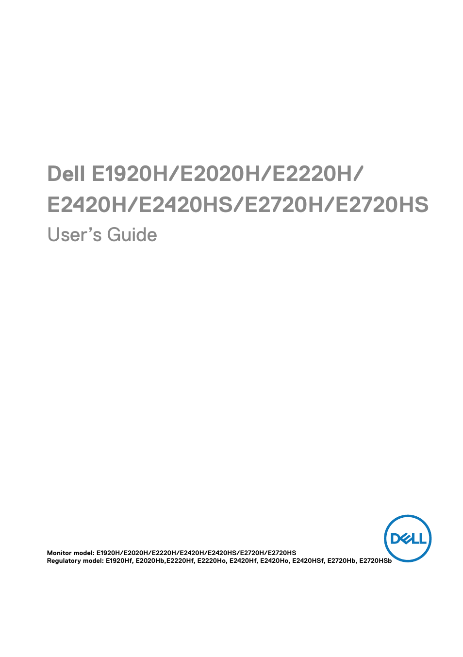 Dell E2020H 20" 16:9 TN Monitor User Manual | 79 pages
