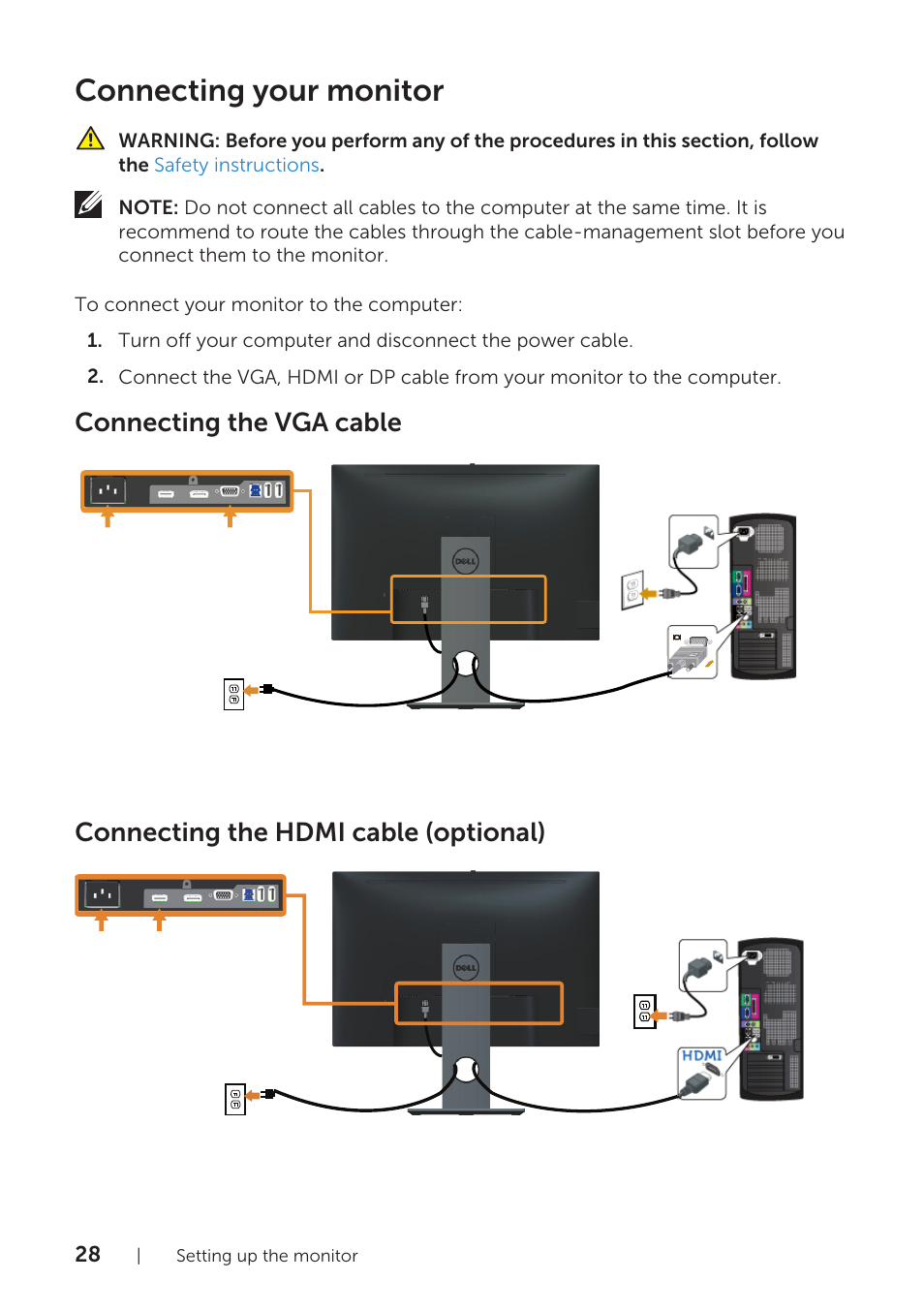 Connecting your monitor | Dell P2418HZM 23.8" 16:9 IPS Monitor User Manual | Page 28 / 71