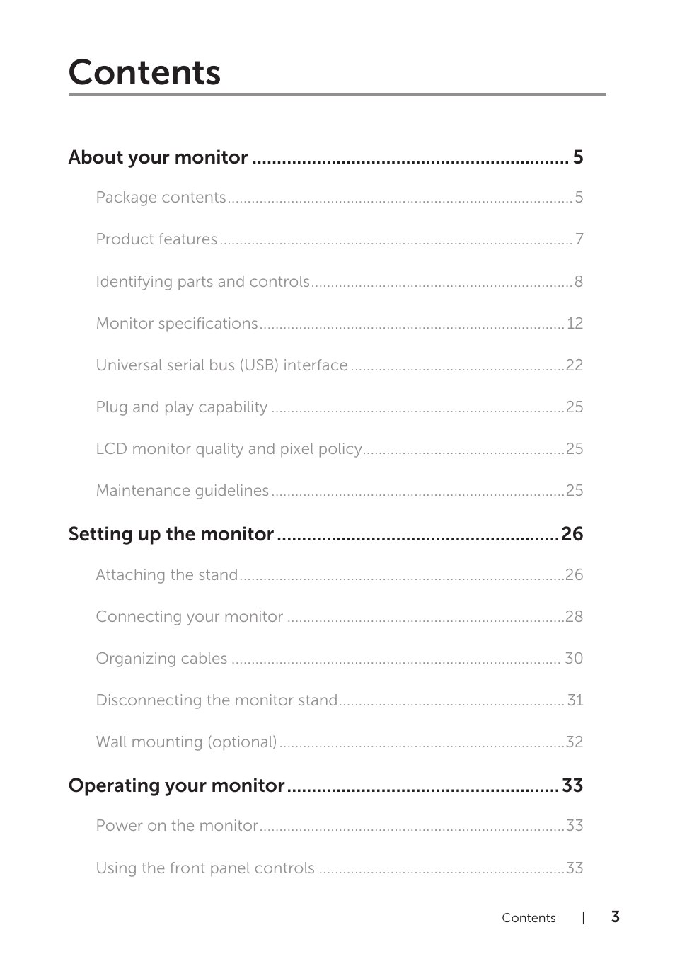 Dell P2418HZM 23.8" 16:9 IPS Monitor User Manual | Page 3 / 71