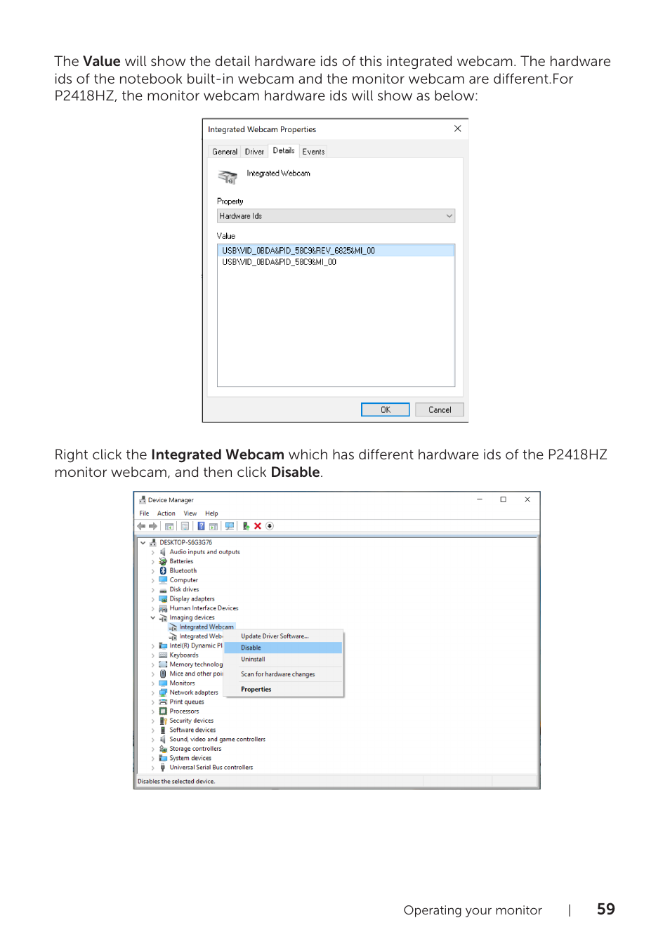 Dell P2418HZM 23.8" 16:9 IPS Monitor User Manual | Page 59 / 71