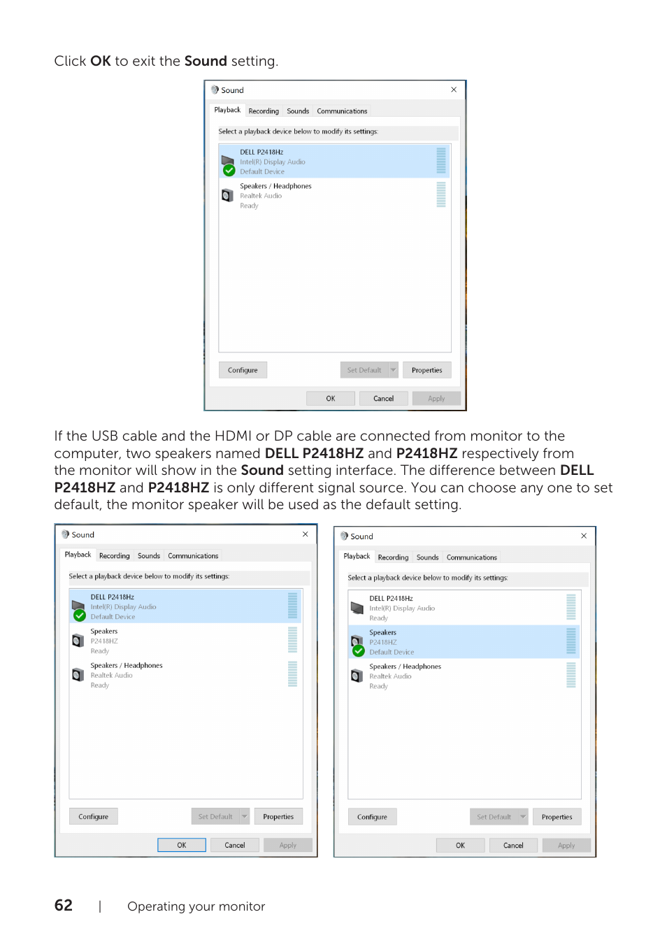 Dell P2418HZM 23.8" 16:9 IPS Monitor User Manual | Page 62 / 71