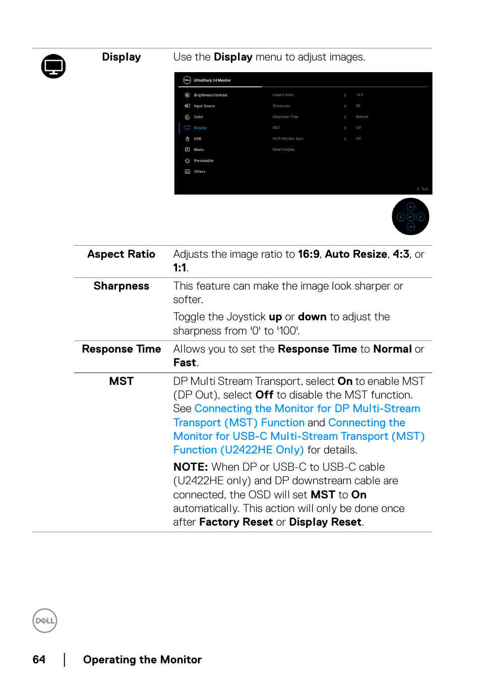 Dell U2422H 23.8" 16:9 IPS Monitor User Manual | Page 64 / 96