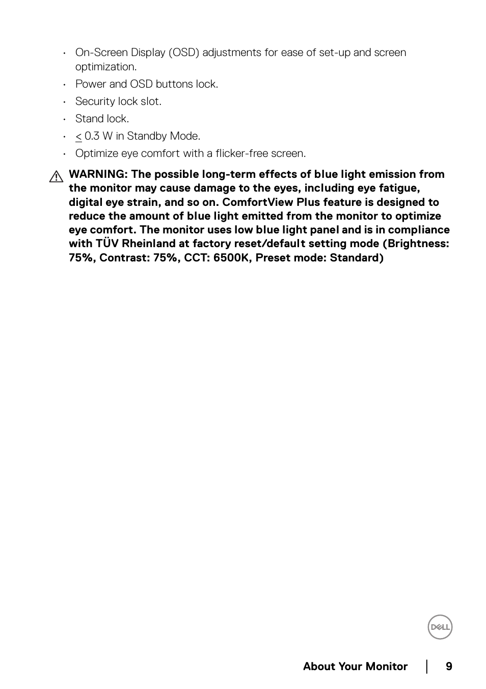 Dell U2422H 23.8" 16:9 IPS Monitor User Manual | Page 9 / 96