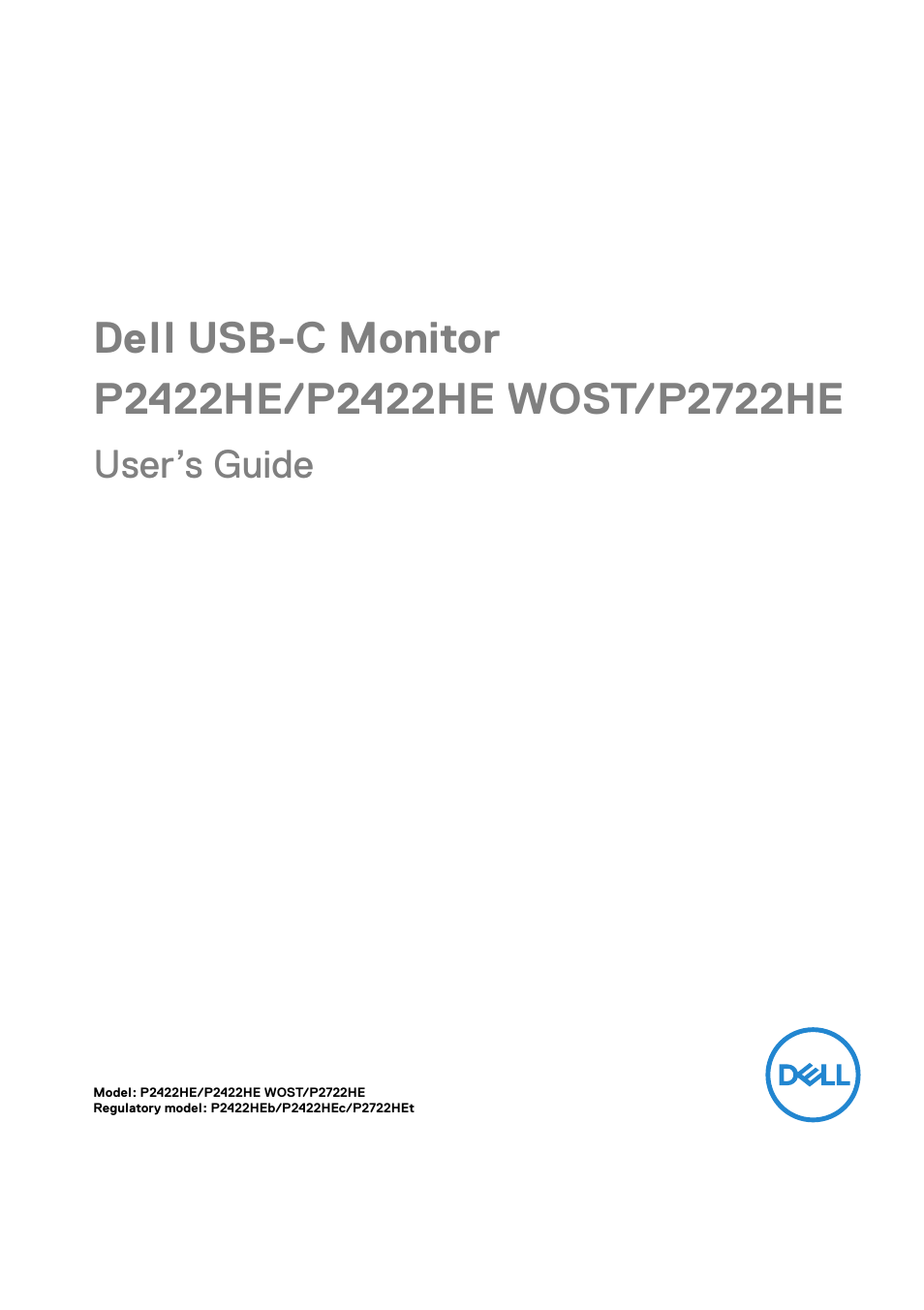 Dell P2722HE 27" 16:9 USB Type-C IPS Monitor User Manual | 81 pages