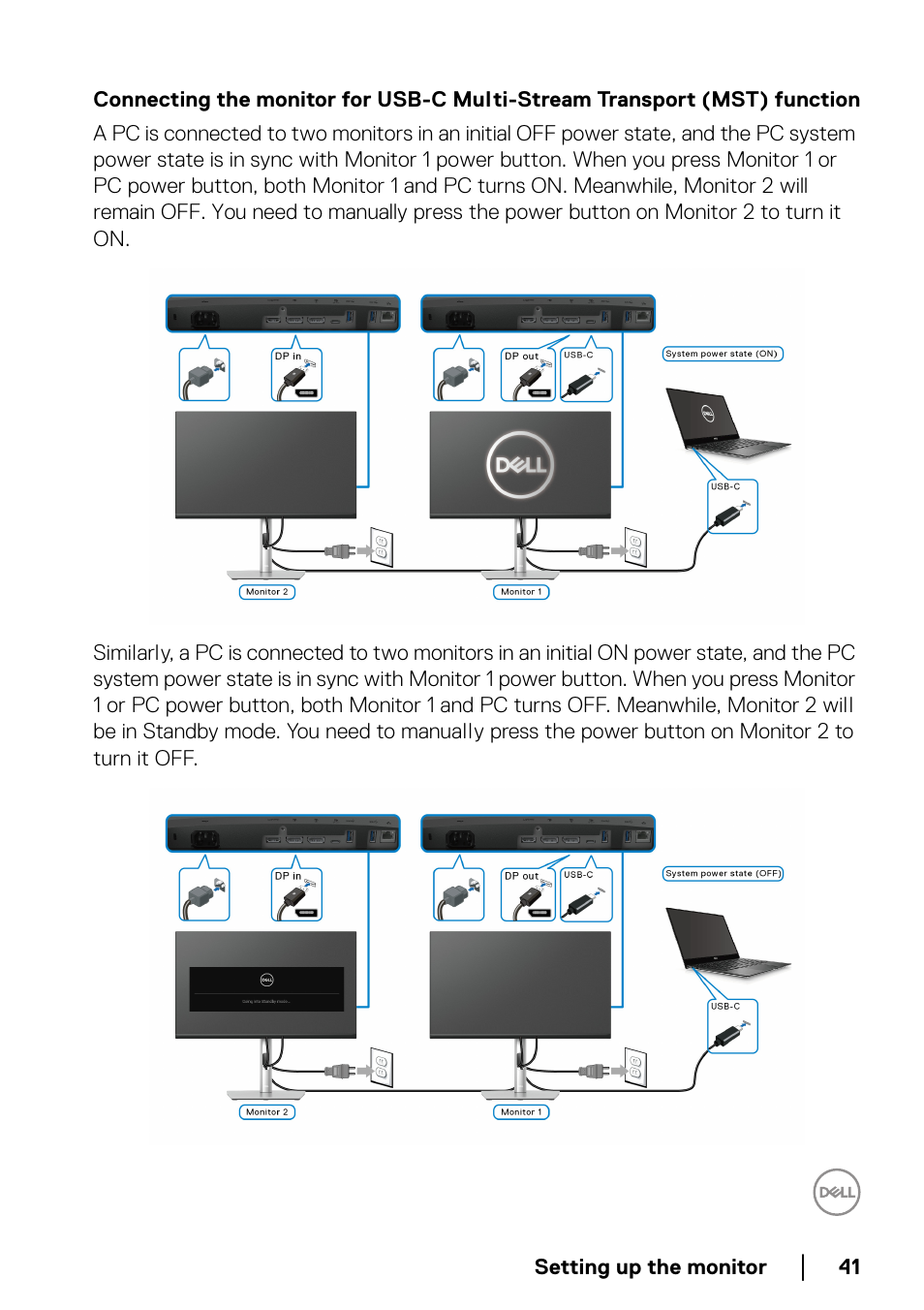 Mst) function | Dell P2722HE 27" 16:9 USB Type-C IPS Monitor User Manual | Page 41 / 81