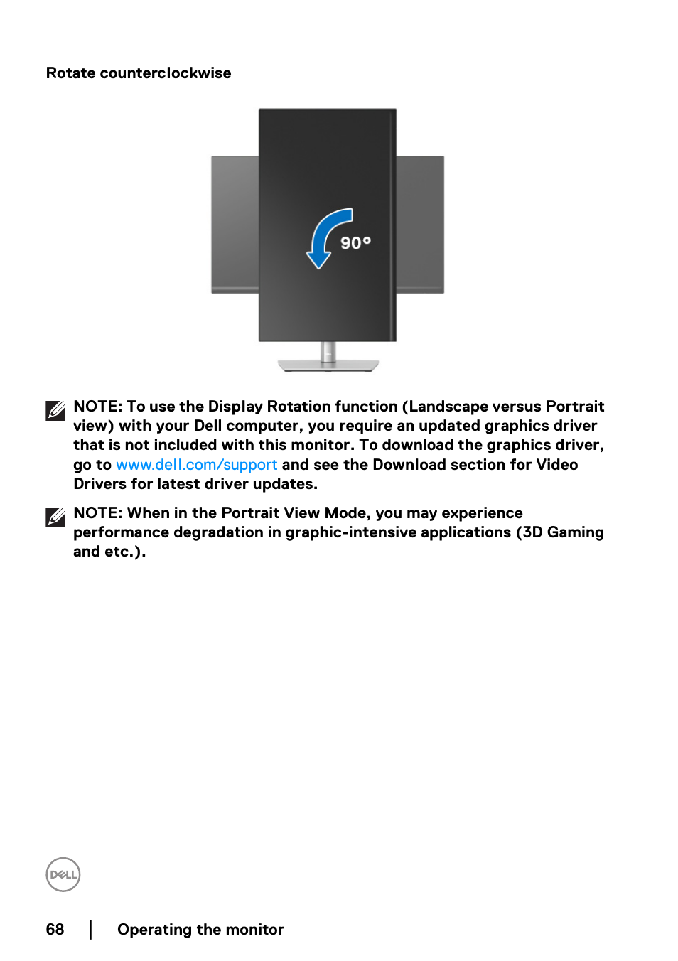 Rotate counterclockwise | Dell P2722HE 27" 16:9 USB Type-C IPS Monitor User Manual | Page 68 / 81