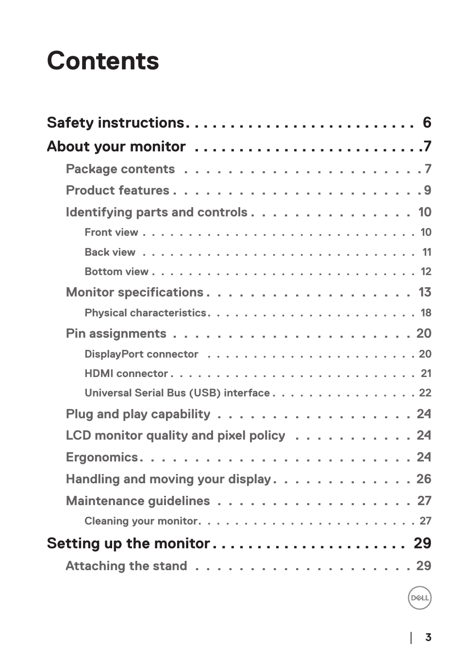 Dell P2723D 27" 1440p Monitor User Manual | Page 3 / 73