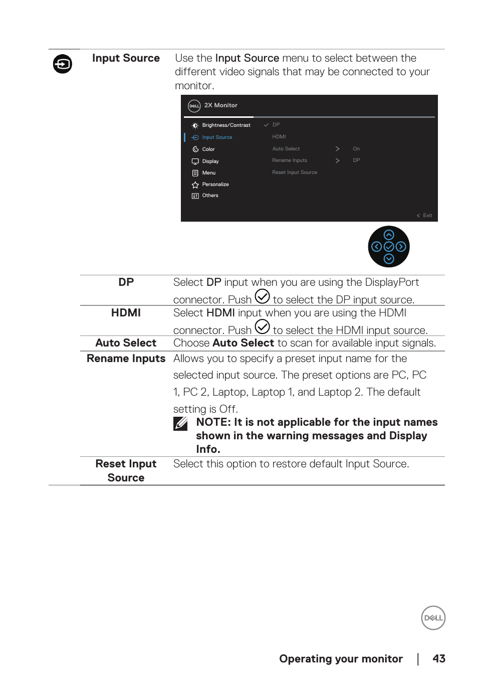 Operating your monitor | Dell P2723D 27" 1440p Monitor User Manual | Page 43 / 73
