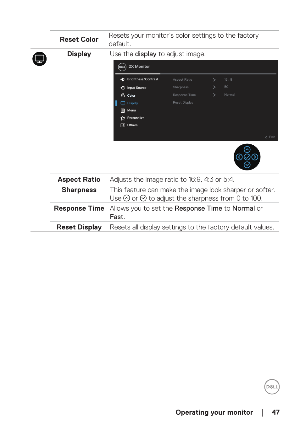 Operating your monitor | Dell P2723D 27" 1440p Monitor User Manual | Page 47 / 73