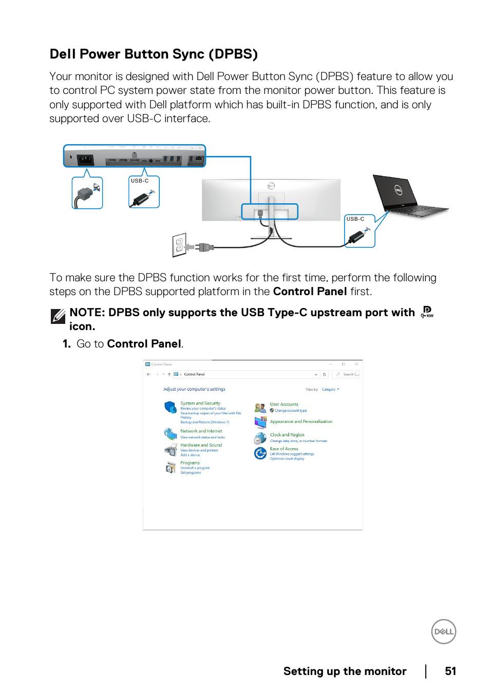 Dell power button sync (dpbs) | Dell UltraSharp 49 U4924DW 49" WQHD Ultrawide Curved Monitor User Manual | Page 51 / 103