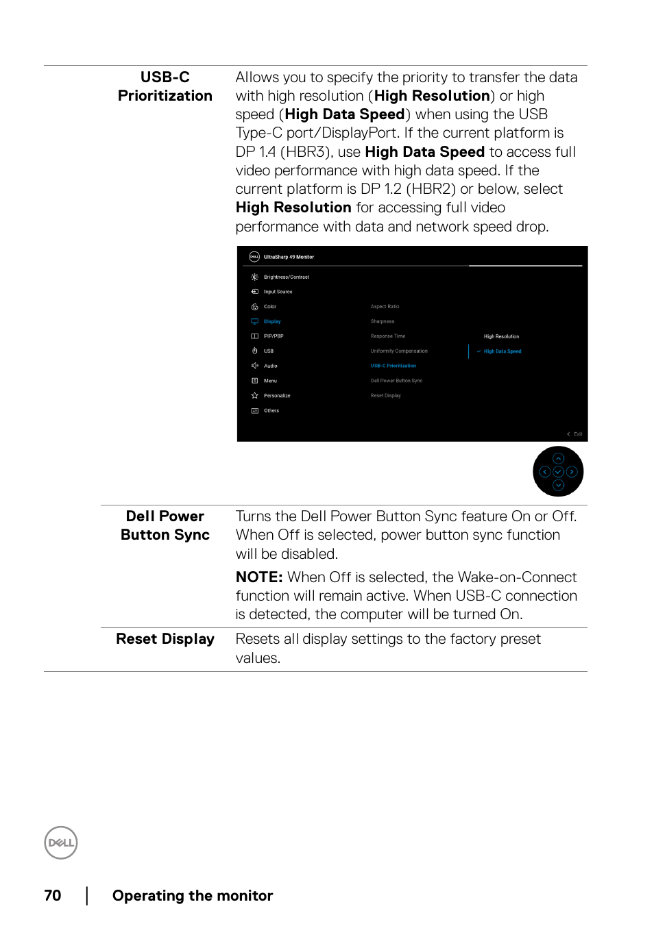 Dell UltraSharp 49 U4924DW 49" WQHD Ultrawide Curved Monitor User Manual | Page 70 / 103