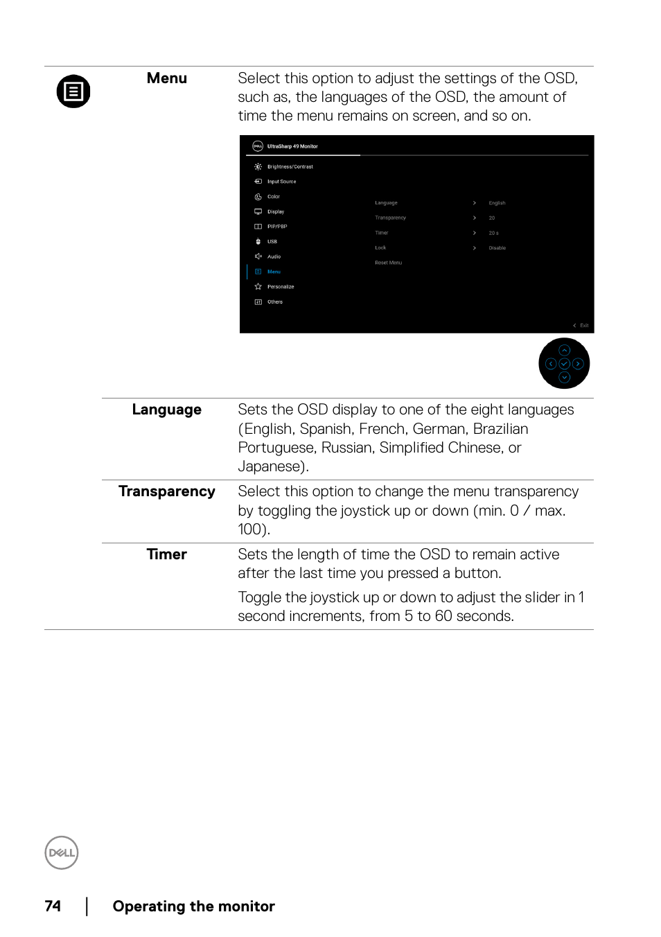 Dell UltraSharp 49 U4924DW 49" WQHD Ultrawide Curved Monitor User Manual | Page 74 / 103
