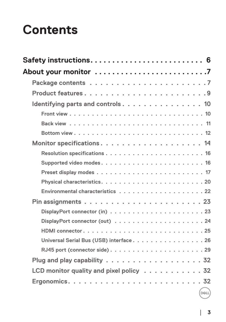 Dell P2723DE 27" 1440p USB Type-C Hub Monitor User Manual | Page 3 / 94