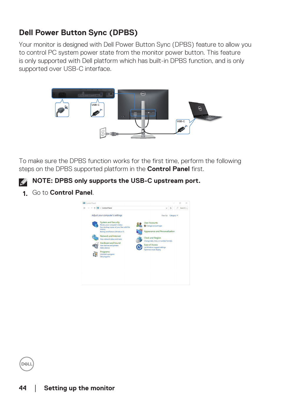 Dell power button sync (dpbs) | Dell P2723DE 27" 1440p USB Type-C Hub Monitor User Manual | Page 44 / 94