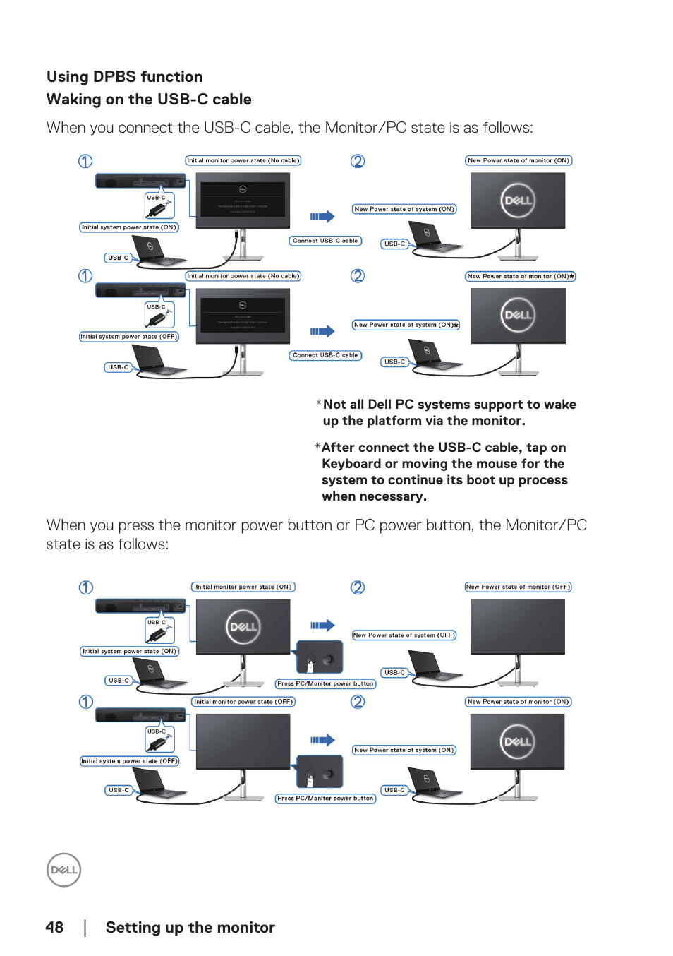 Using dpbs function | Dell P2723DE 27" 1440p USB Type-C Hub Monitor User Manual | Page 48 / 94