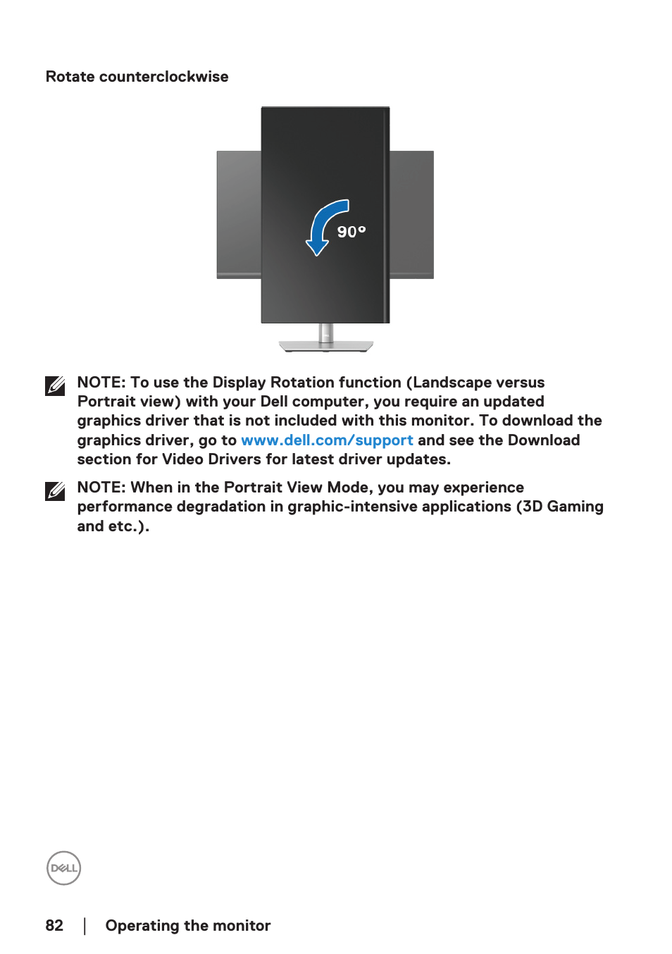 Rotate counterclockwise | Dell P2723DE 27" 1440p USB Type-C Hub Monitor User Manual | Page 82 / 94
