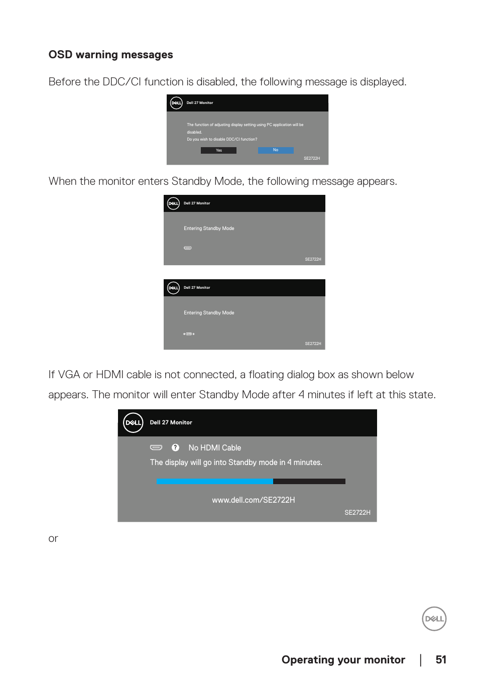 Operating your monitor, Dell p2418hz | Dell SE2722H 27" 16:9 LCD Monitor User Manual | Page 51 / 63