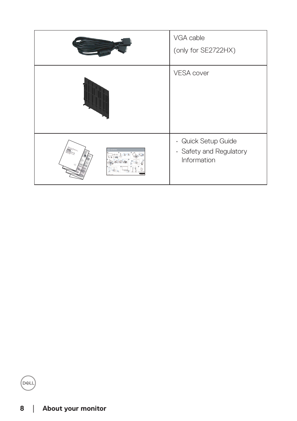 Dell SE2722H 27" 16:9 LCD Monitor User Manual | Page 8 / 63