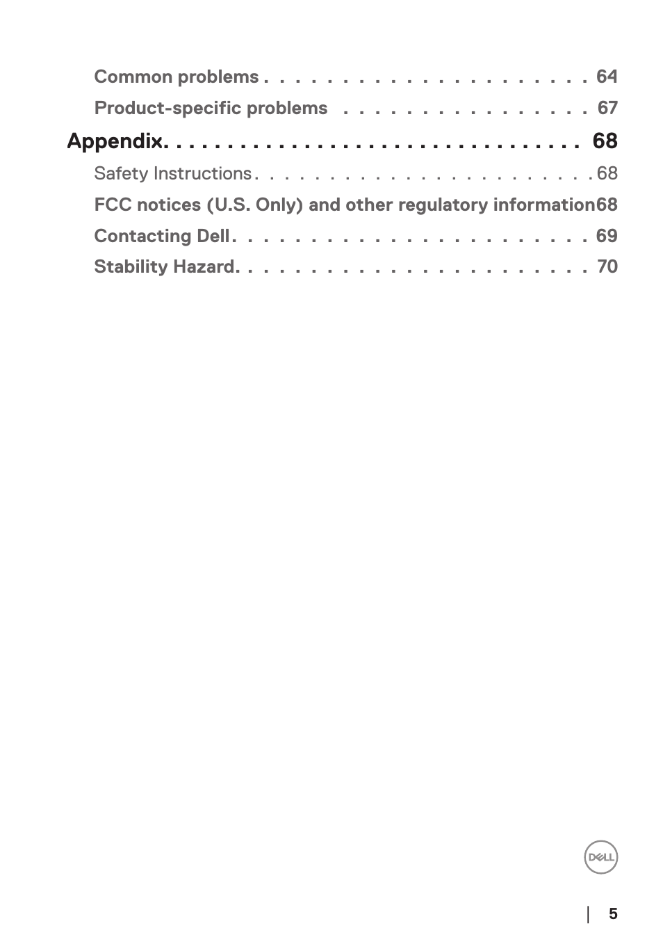 Appendix | Dell 34 S3422DWG 34" 21:9 Curved FreeSync WQHD 144 Hz HDR VA Gaming Monitor User Manual | Page 5 / 70
