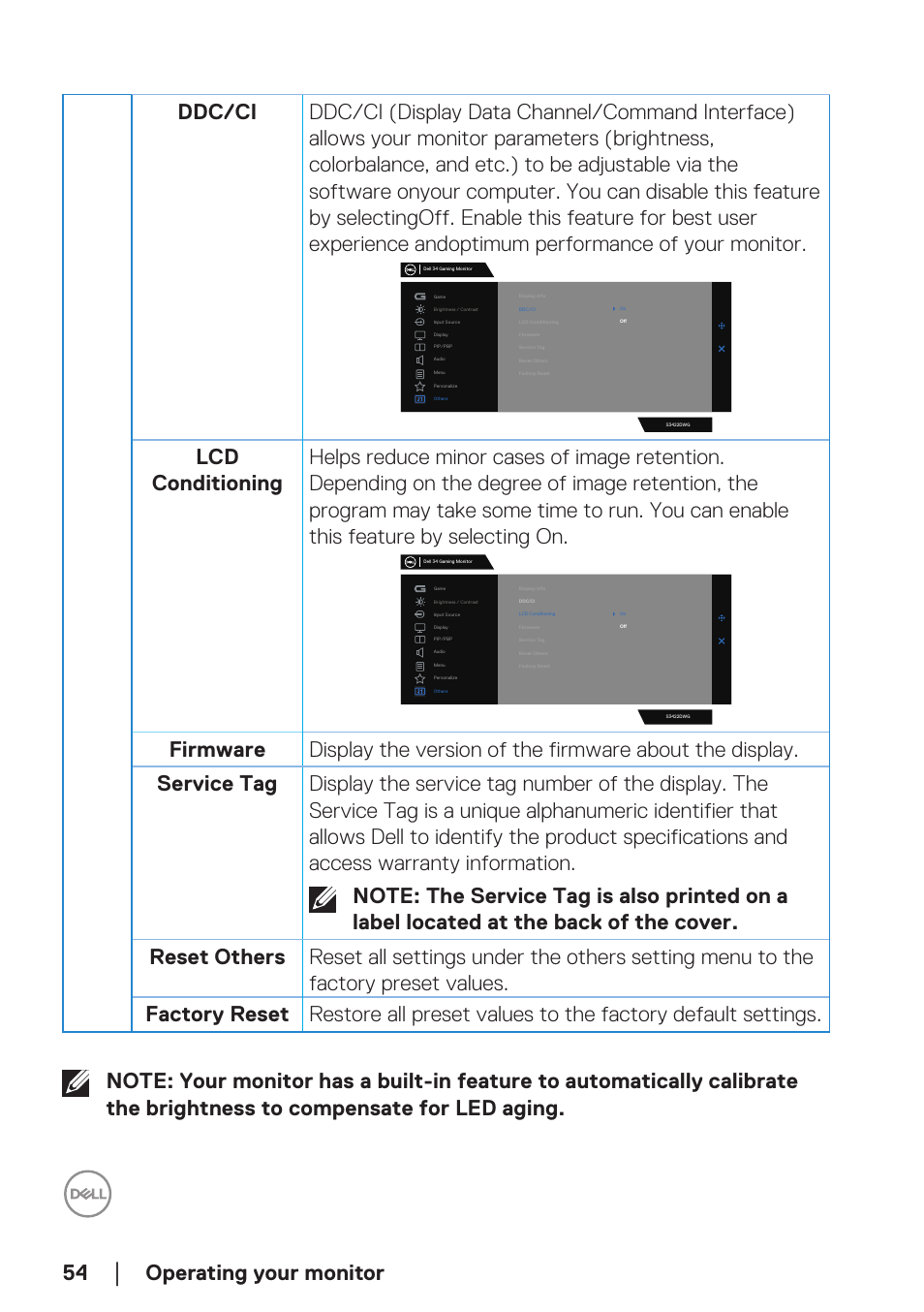 Dell 34 S3422DWG 34" 21:9 Curved FreeSync WQHD 144 Hz HDR VA Gaming Monitor User Manual | Page 54 / 70