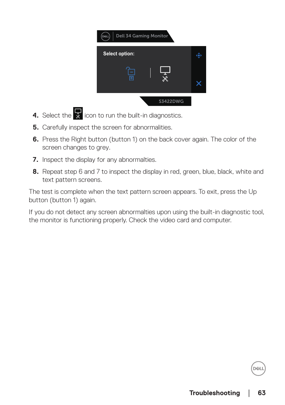 Dell 34 S3422DWG 34" 21:9 Curved FreeSync WQHD 144 Hz HDR VA Gaming Monitor User Manual | Page 63 / 70