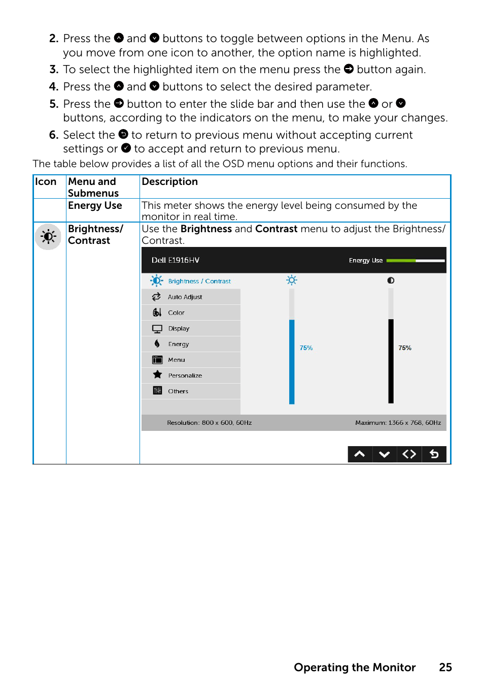Dell E1916HV 19" 16:9 LCD Monitor User Manual | Page 25 / 72