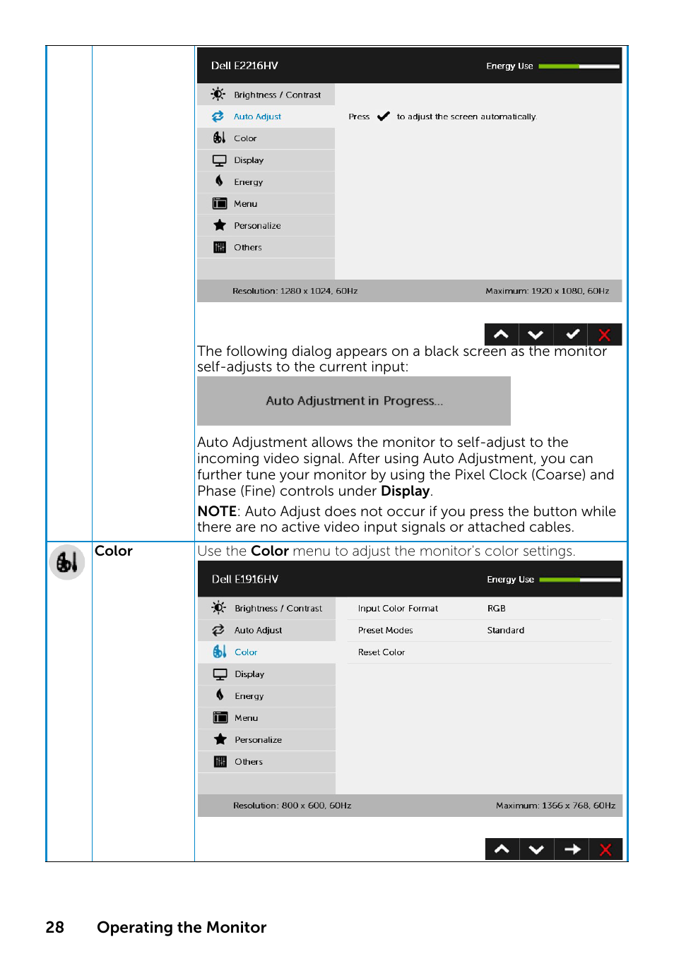 Dell E1916HV 19" 16:9 LCD Monitor User Manual | Page 28 / 72