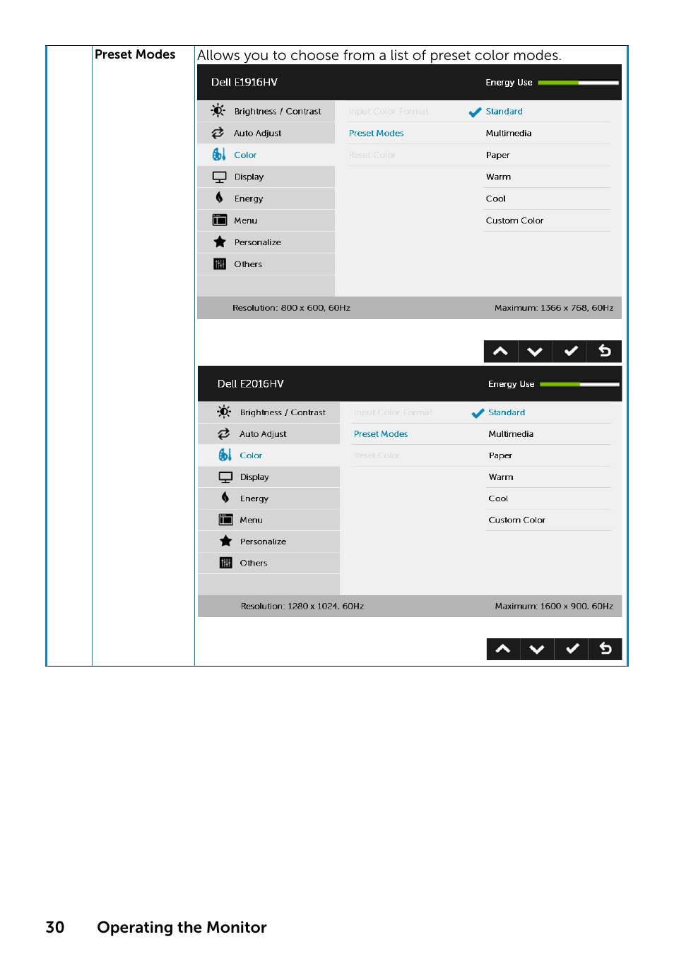 Dell E1916HV 19" 16:9 LCD Monitor User Manual | Page 30 / 72
