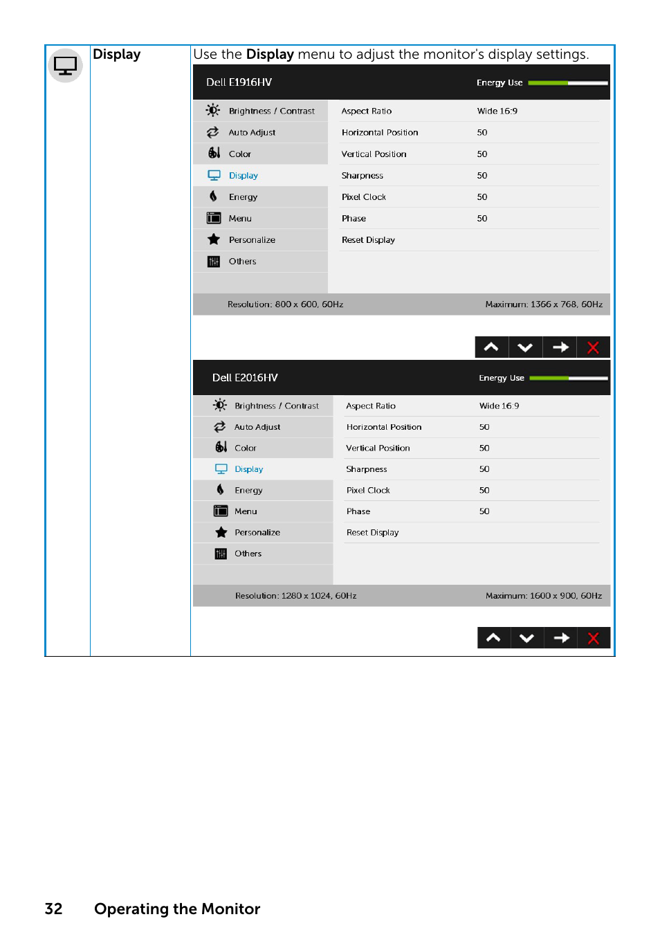 Dell E1916HV 19" 16:9 LCD Monitor User Manual | Page 32 / 72
