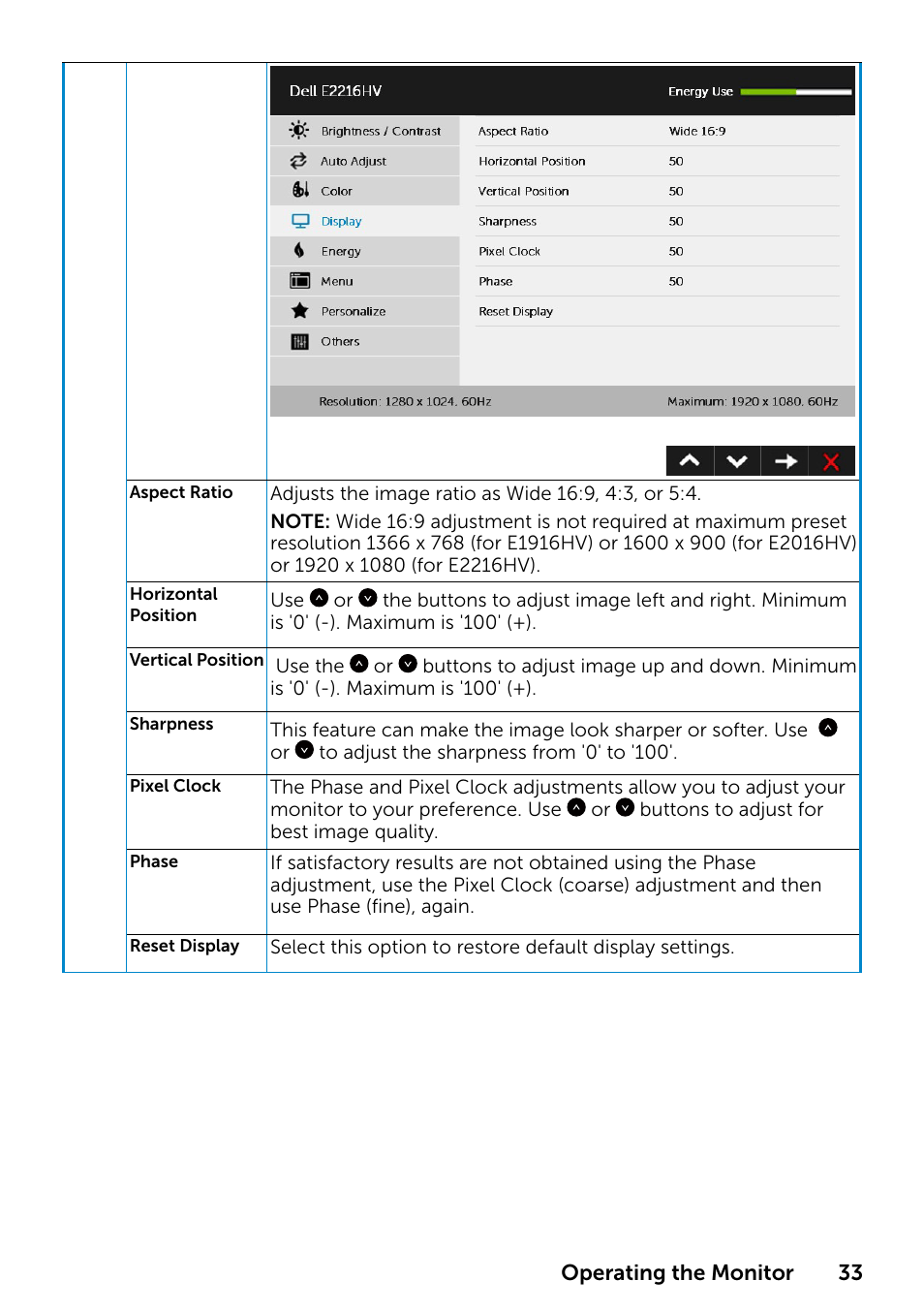 Dell E1916HV 19" 16:9 LCD Monitor User Manual | Page 33 / 72