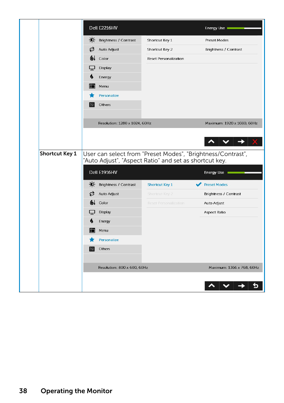 Dell E1916HV 19" 16:9 LCD Monitor User Manual | Page 38 / 72