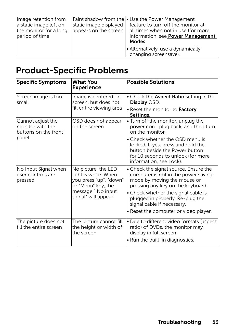 Product-specific problems, Dell soundbar problems | Dell E1916HV 19" 16:9 LCD Monitor User Manual | Page 53 / 72